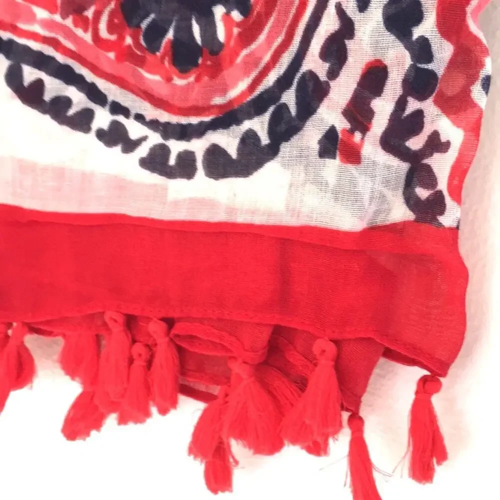 Infinite Scarf wrap swimsuit cover up white red EUC
